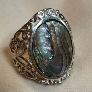 Vintage Silver Abalone Shell Ring
